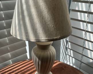 Ribbed Ceramic Table Lamp with Fabric Shade