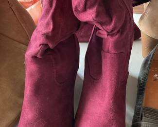 Burgundy Suede Over-the-Knee Boots