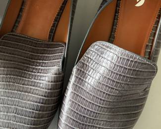 Sarto "Faye" Lizard Embossed Leather Loafers