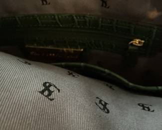 Brahmin Green Croc Embossed Leather Handbag and Wallet Set