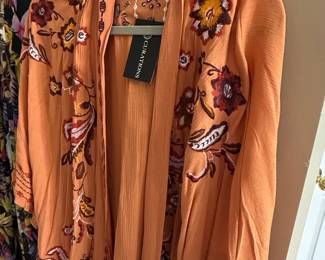 Curations Orange Floral Embroidered Kimono Cardigan