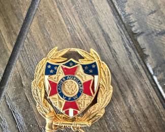 Vintage VFW Ladies Auxiliary 10K Gold Filled Enamel Pin with Gavel