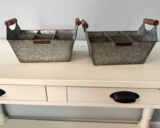Magnolia Home 6-Slot Galvanized Metal Caddy with Wood Handles