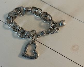 Silver Tone Heart Charm Bracelet - Brighton