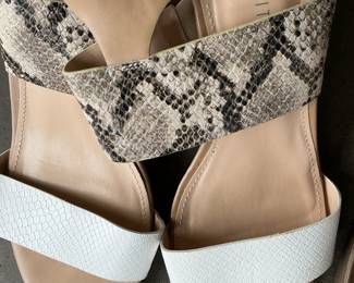 The Limited Women's Slip-On Sandals with Snake Print and White Straps