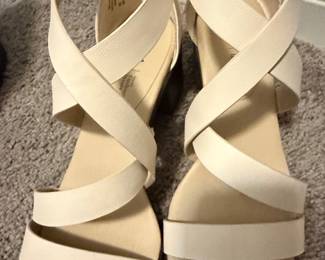 Women's Cream Strappy Wedge Sandals