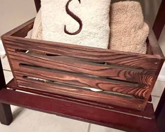 Embroidered Monogram Towel Set in Wooden Crate