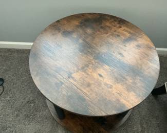 2-Tier Round Industrial End Table