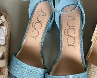 Sugar Women's Blue Woven Block Heel Sandals