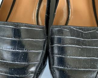 Nine West Black Embossed Croc Pointed Toe Flats