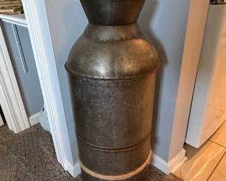 Galvanized Metal Milk Can Vase with Rope Accent