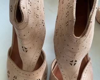 Women's Laser-Cut Studded Peep-Toe Ankle Boots
