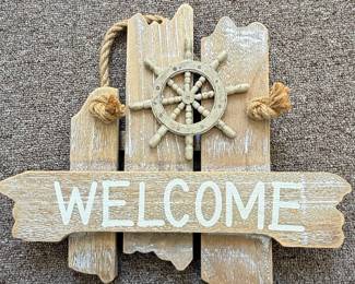 Nautical "Welcome" Sign with Ship's Wheel