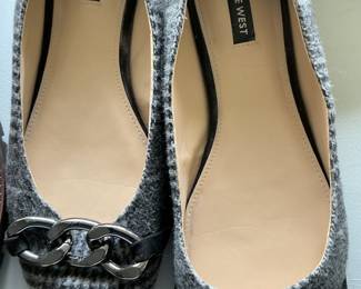 Nine West Houndstooth Ballet Flats with Chain Detail