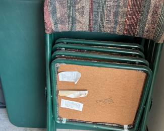 Vintage Samsonite Padded Folding Chairs with Striped Upholstery
