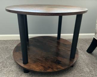 2-Tier Round Industrial End Table
