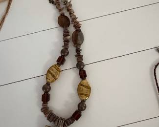 Bohemian Beaded Necklace with Abstract Pendant