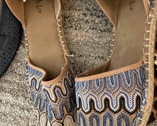 Style & Co. Women's Blue & Tan Embroidered Espadrille Flats