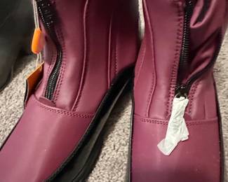 Women's Burgundy Faux Leather Winter Boots with Side Zipper