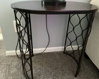 Wrought Iron Console Table with Scrollwork Base