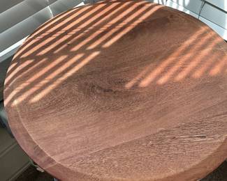 Round Wood Top Bar Table with Industrial Metal Base