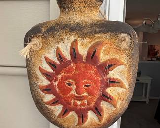 Sun Face Ceramic Wall Pocket Planter