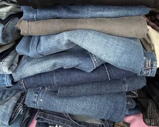 Assorted Denim Jeans and Black Top