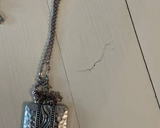 Hammered Square Pendant Necklace