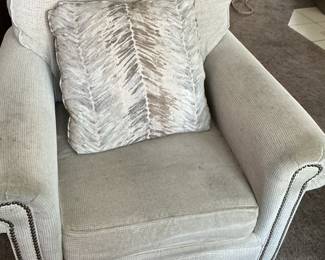 Transitional Style Upholstered Armchair and Sofa Set with Nailhead Trim