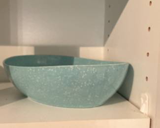 Vintage Melmac Robin's Egg Blue Speckled Divided Serving Bowl