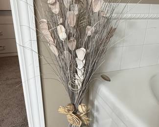 Dried Grass and Seed Pod Arrangement in Woven Vase