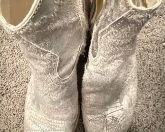Women's Fuzzy Silver Cowboy Boots