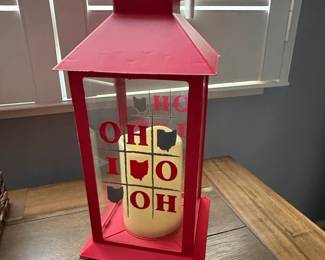 Red Ohio Lantern with Faux Candle