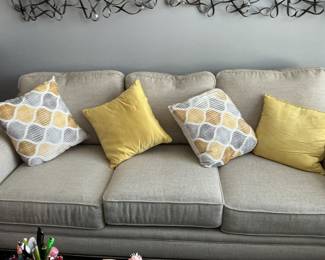 Transitional Style Upholstered Armchair and Sofa Set with Nailhead Trim