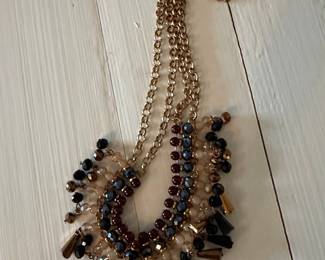 Multi-Strand Beaded Necklace with Gold-Tone Chain