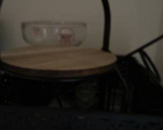 Tiered Serving Stand with Glass Bowl and Metal Handle