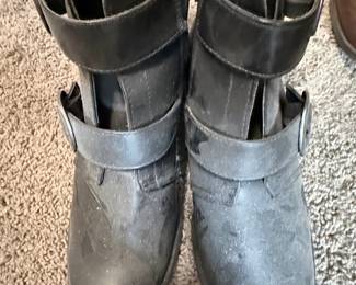 Women's Black Faux Leather Buckle Ankle Boots