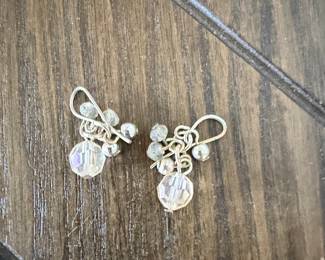 Crystal Bead and Wire Wrapped Earrings