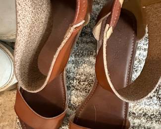 Brown Leather Wedge Sandals