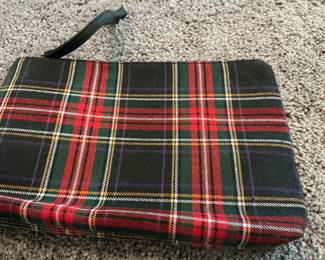 Tartan Plaid Cosmetic Bag with Leather Strap