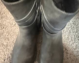 Women's Gray Suede Moto Ankle Boots