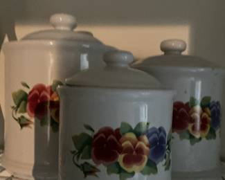 Vintage Corelle Summer Blush Pansy Canister Set