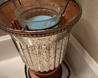 Mercury Glass Electric Candle Warmer with Copper Accents