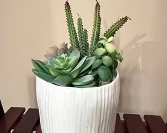 Faux Succulent Arrangement in Textured White Pot