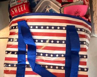 American Flag Themed Insulated Cooler Bag with Accessories