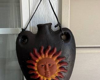 Terracotta Sun Face Flask Wall Plaque