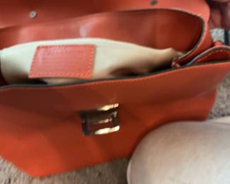 Luana Ferracuti Orange Leather Satchel Handbag