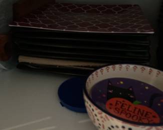 Halloween Themed Ceramic Bowl and Assorted Plates