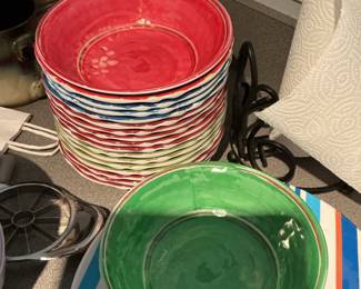 Certified International "Caliente" Hand-Painted Ceramic Bowls and Plates Set