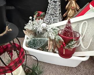 Assorted Christmas Decorations Lot - Mini Trees and Rustic Accents